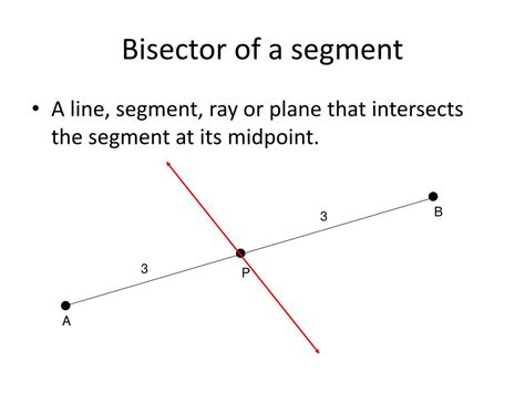 Define bisector of a segment - You can bisect (cut in half) the interior angles and the sides. An angle bisector divides an angle; a median and perpendicular bisector divides a side. Centroid of a triangle. The median of a triangle's side is a line segment drawn from the side's midpoint to the opposite angle. A median bisects a side. A triangle has three medians.